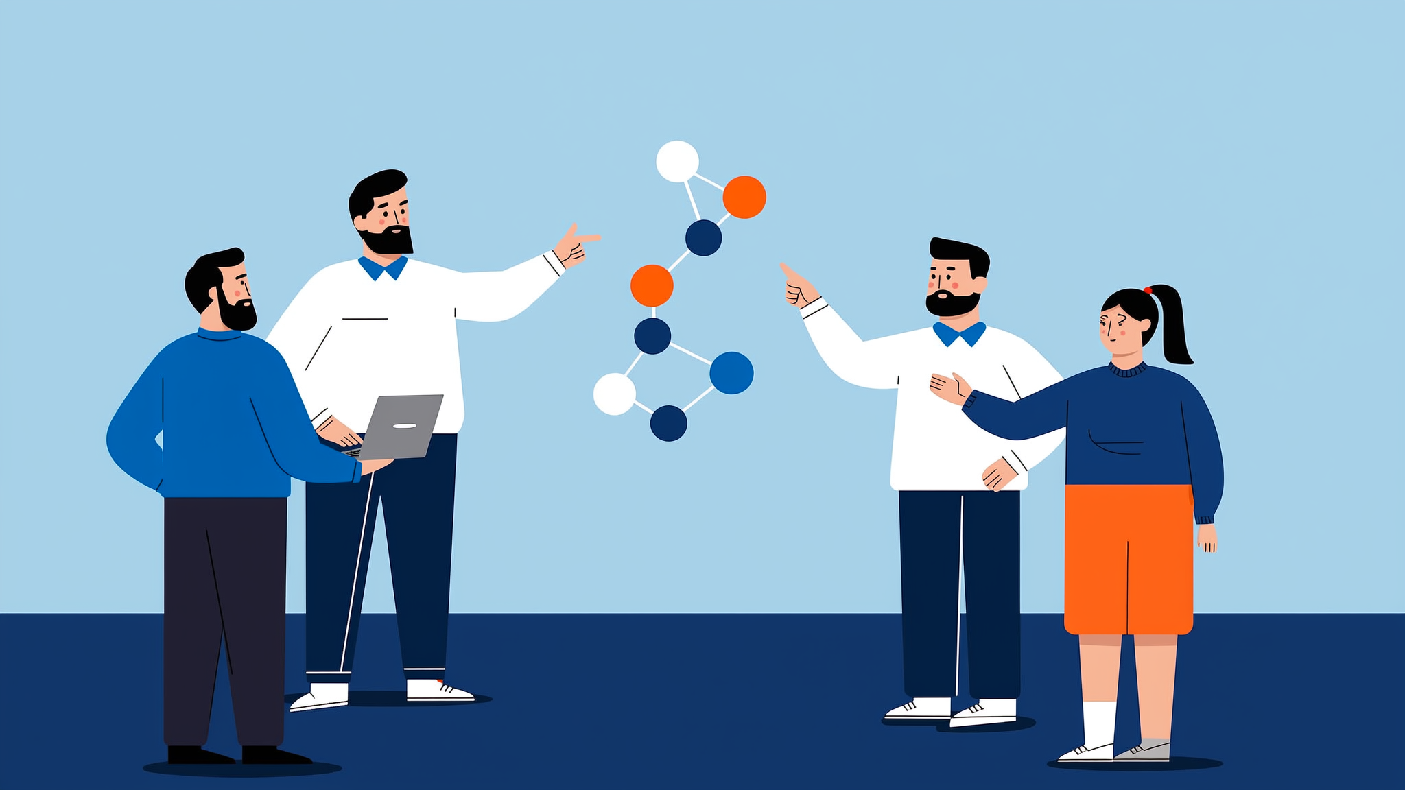 Abstract flat vector illustration representing a network of citations and data nodes in a modern 2026 tech environment.