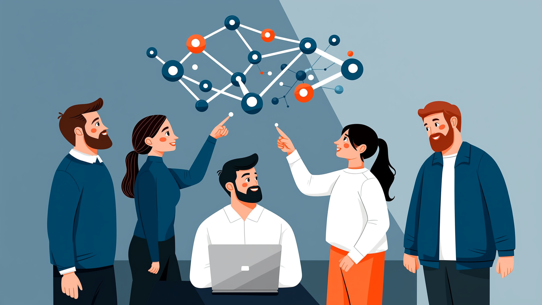 A minimalist flat vector illustration representing AI search lead generation tracking and data analytics in brand colors.
