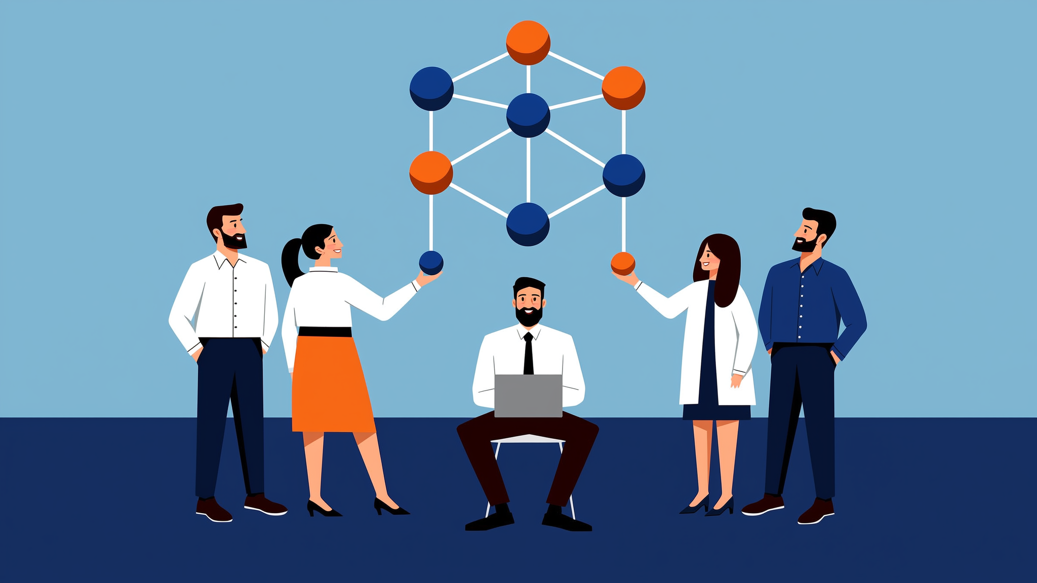 A minimalist flat vector illustration of a global network and abstract globe, representing multilingual GEO analytics and international brand visibility.