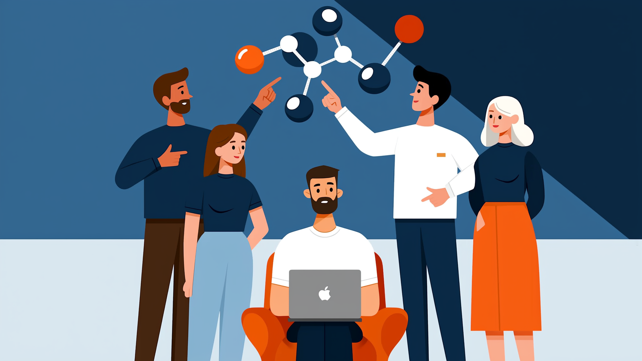 Conceptual flat vector illustration representing AI citation probability and data network connectivity.