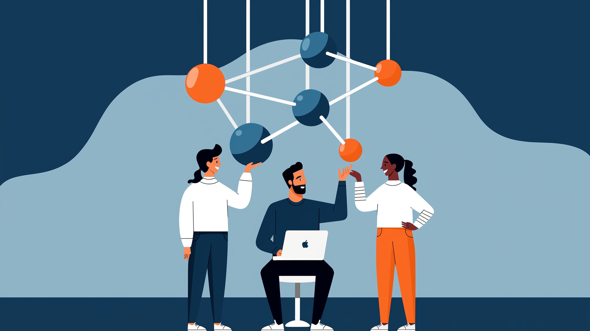 Modern flat vector illustration representing generative search performance metrics and AI data synthesis for 2026.