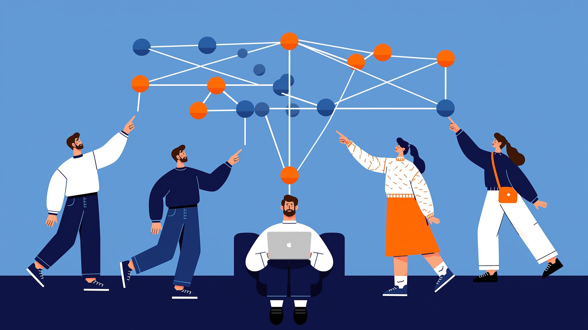Strategic flat vector illustration of a GEO data API connecting brand visibility to generative search engines.
