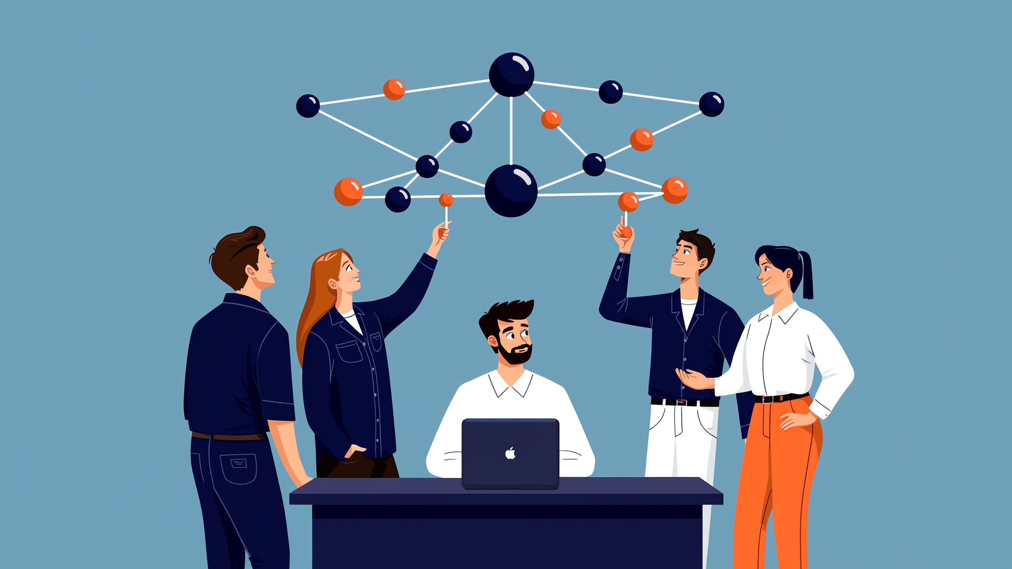 Strategic flat vector illustration representing LLM discovery ranking factors and AI citation network in 2026.