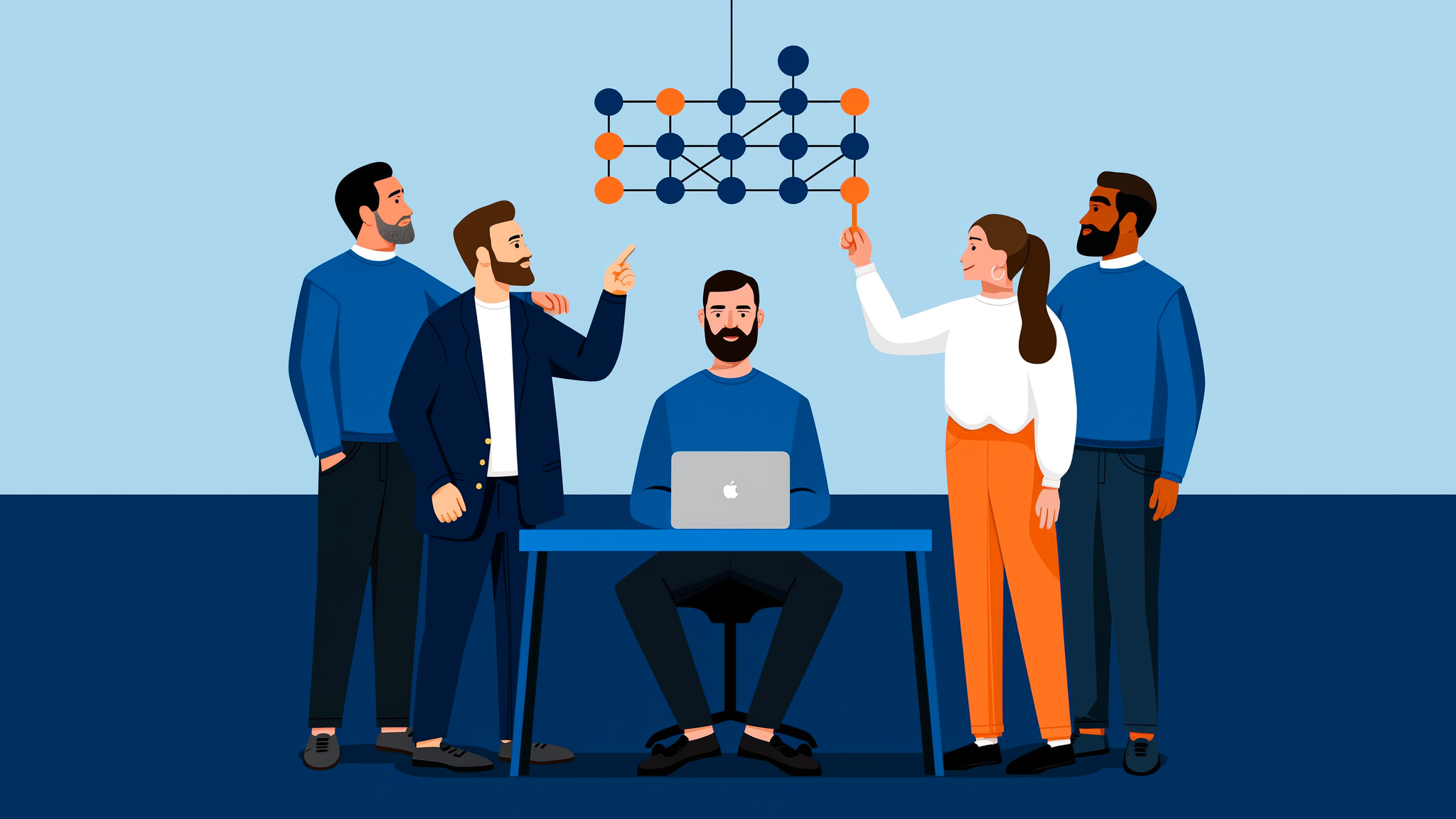 Flat vector illustration of AI source signal intelligence and data filtering for Generative Engine Optimization.