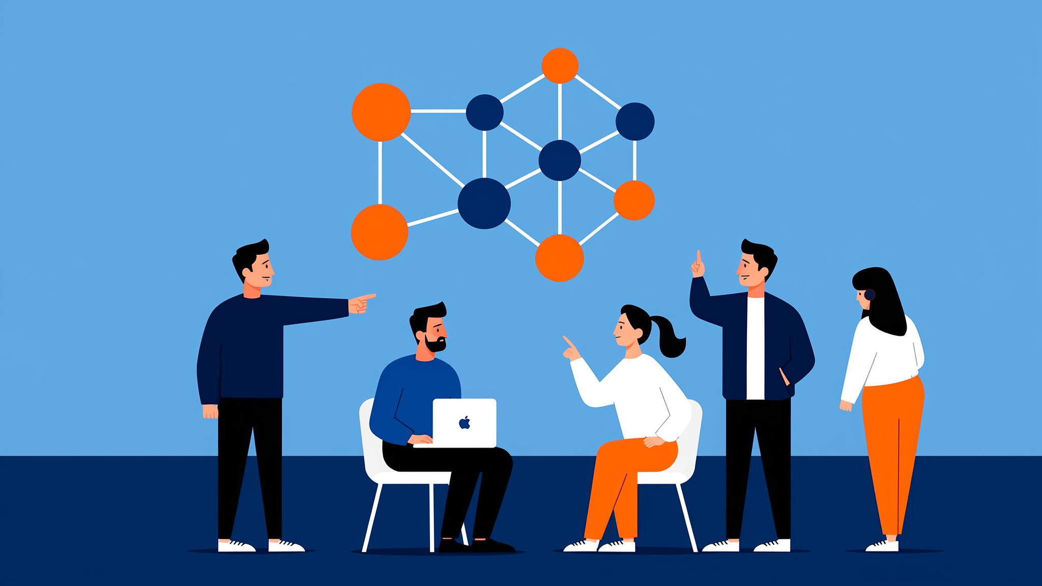 Strategic flat vector illustration of LLM brand visibility metrics and AI-driven data optimization.