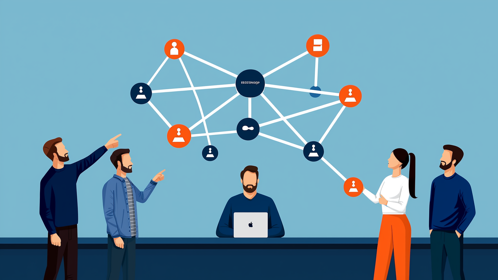 Modern flat vector illustration representing AI visibility analytics and generative data tracking for marketing agencies.