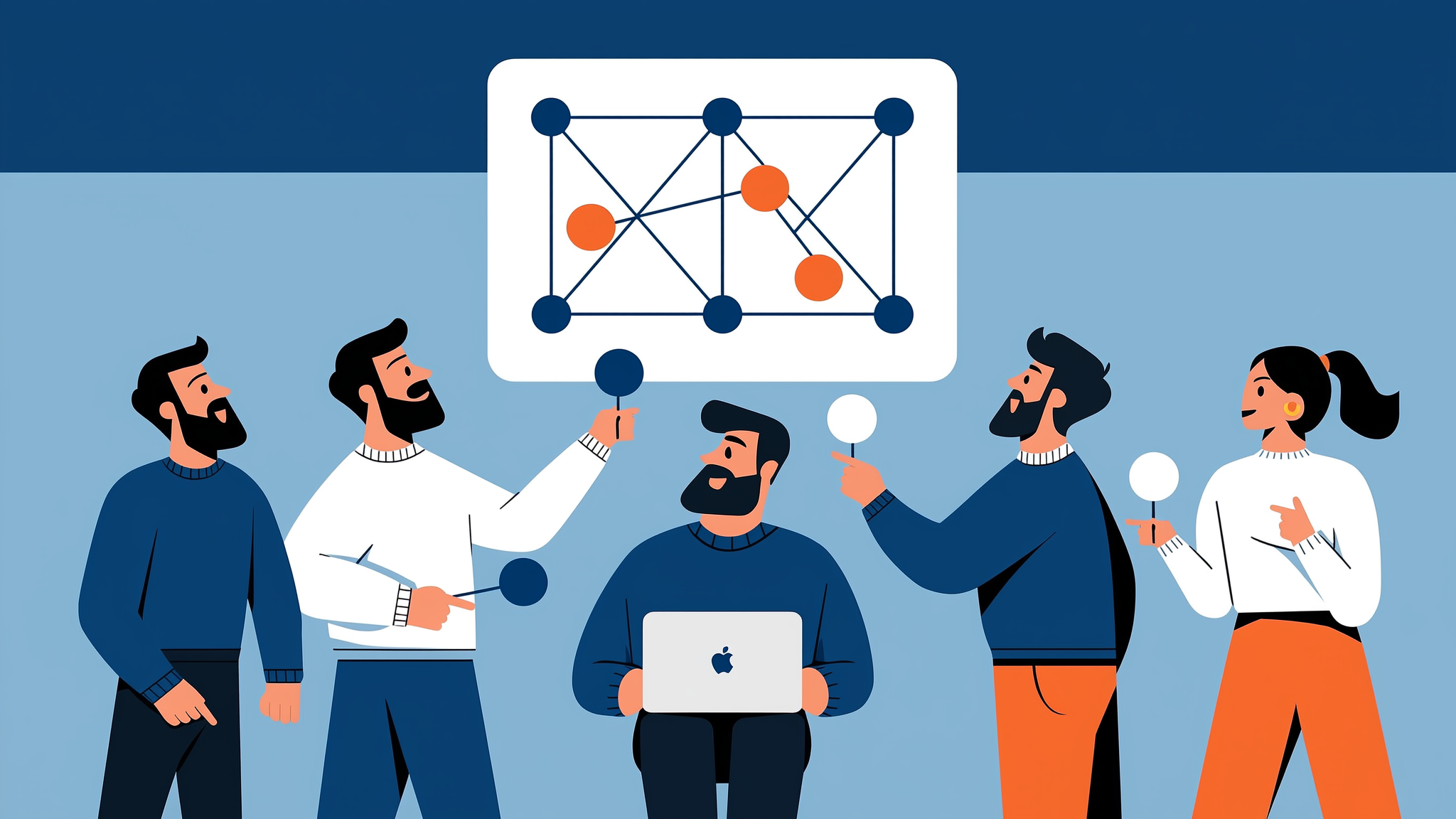 Strategic flat vector illustration representing the evolution of Generative AI Search Marketing and digital visibility in 2026.