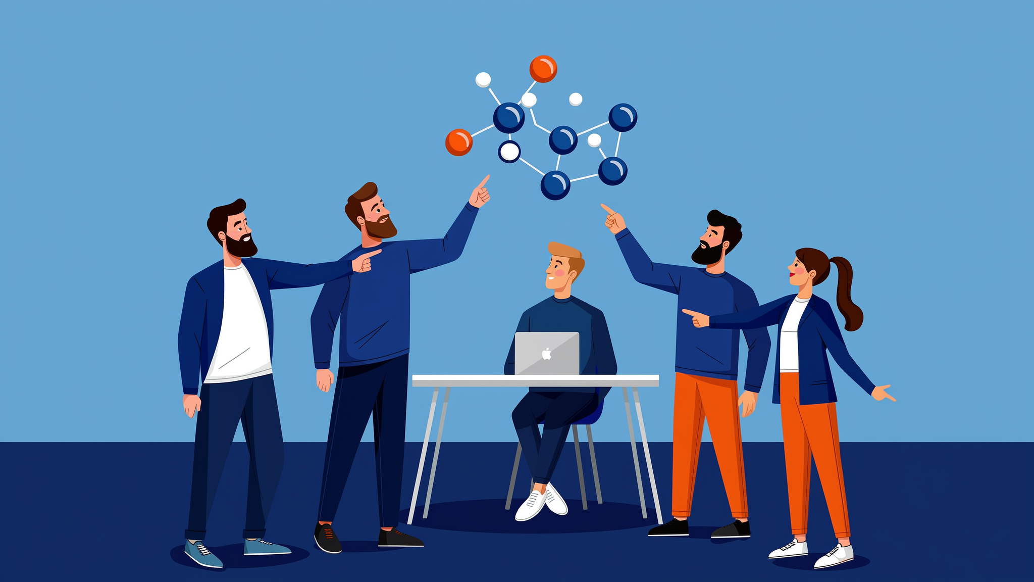 A conceptual flat vector illustration of AI-driven brand tracking and data visibility optimization.