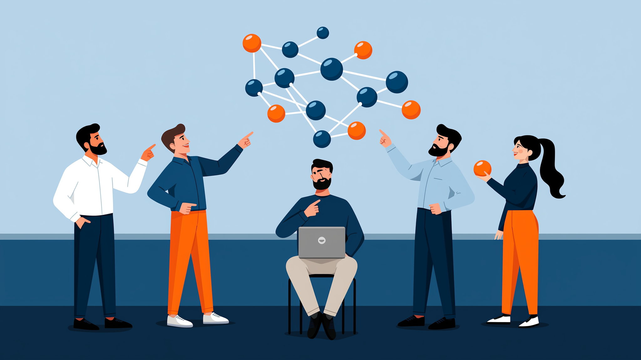 Abstract flat vector illustration representing the GEO consulting framework for AI visibility in 2026.