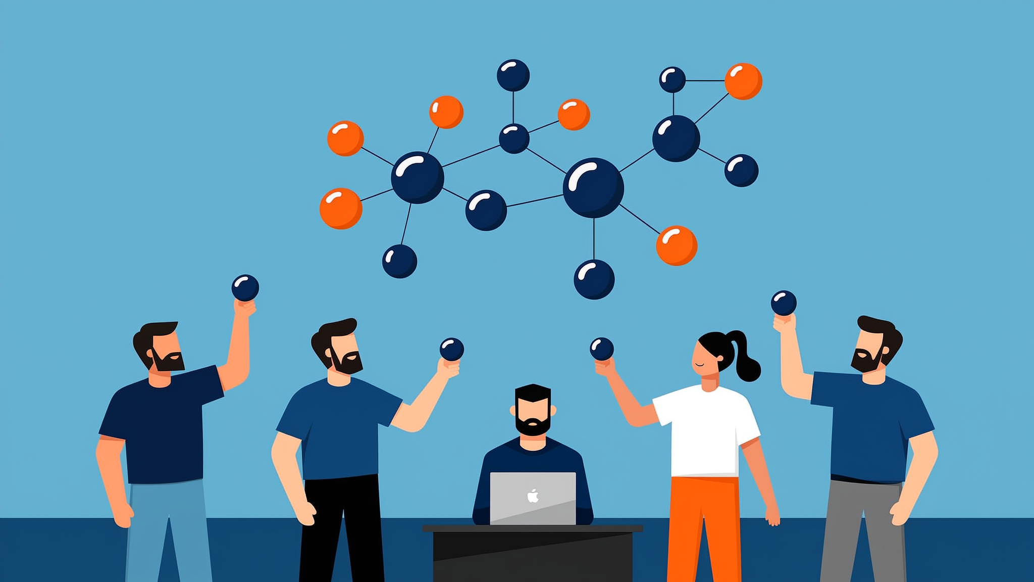 Conceptual flat vector illustration showing web data nodes synthesizing into a direct AI answer for Perplexity SEO.