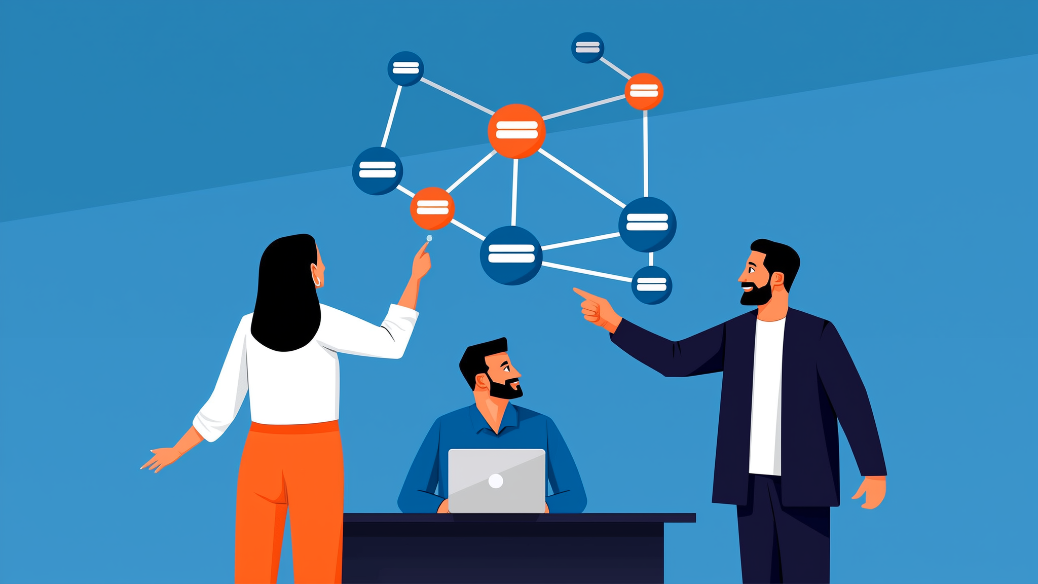 An abstract illustration of AI search networks and digital marketing evolution in 2026.