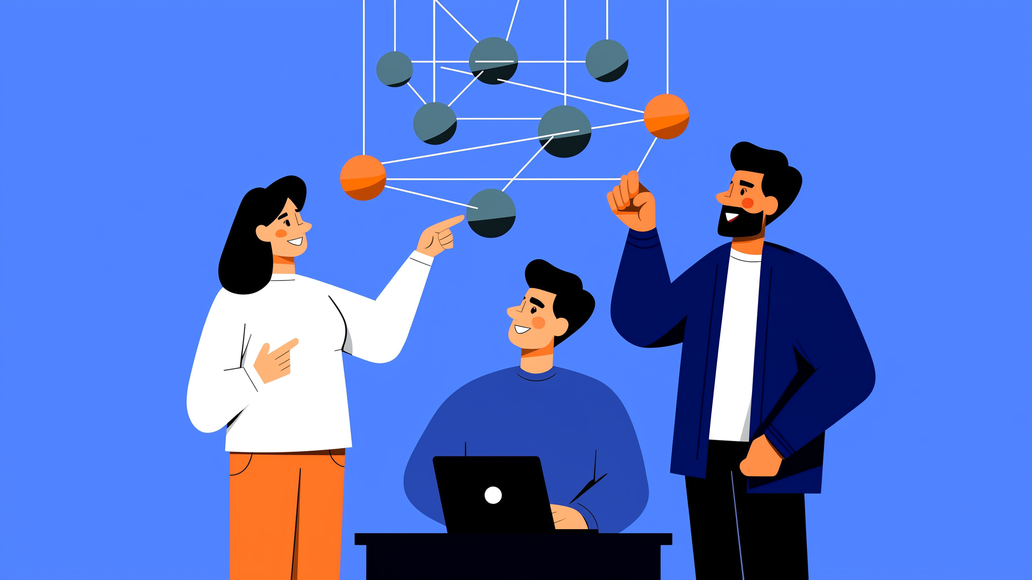 An abstract flat illustration representing AI-driven brand presence and Generative Engine Optimization in a modern 2026 setting.
