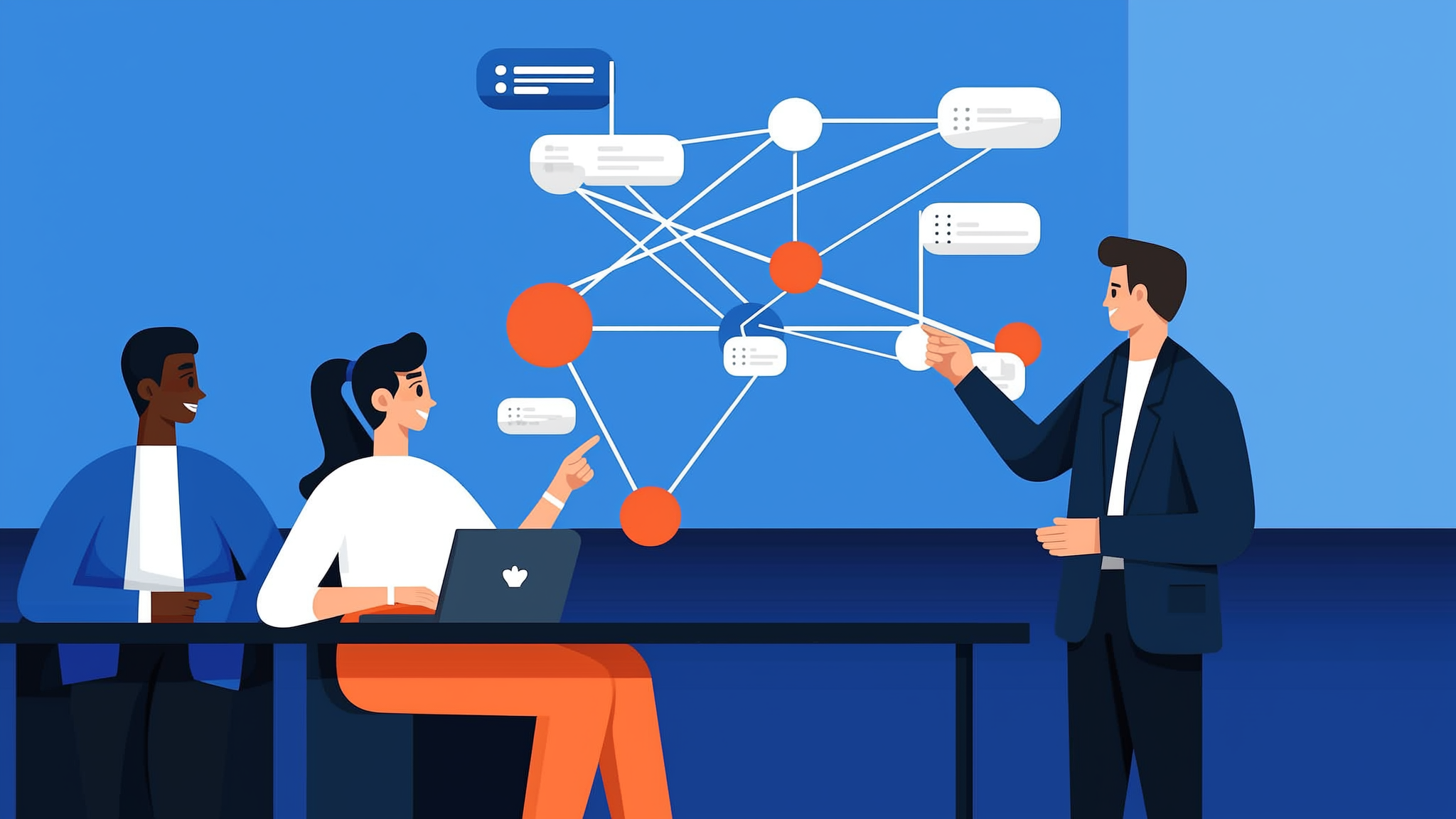 An abstract illustration representing AI search presence and knowledge graph management in a professional 2026 setting.