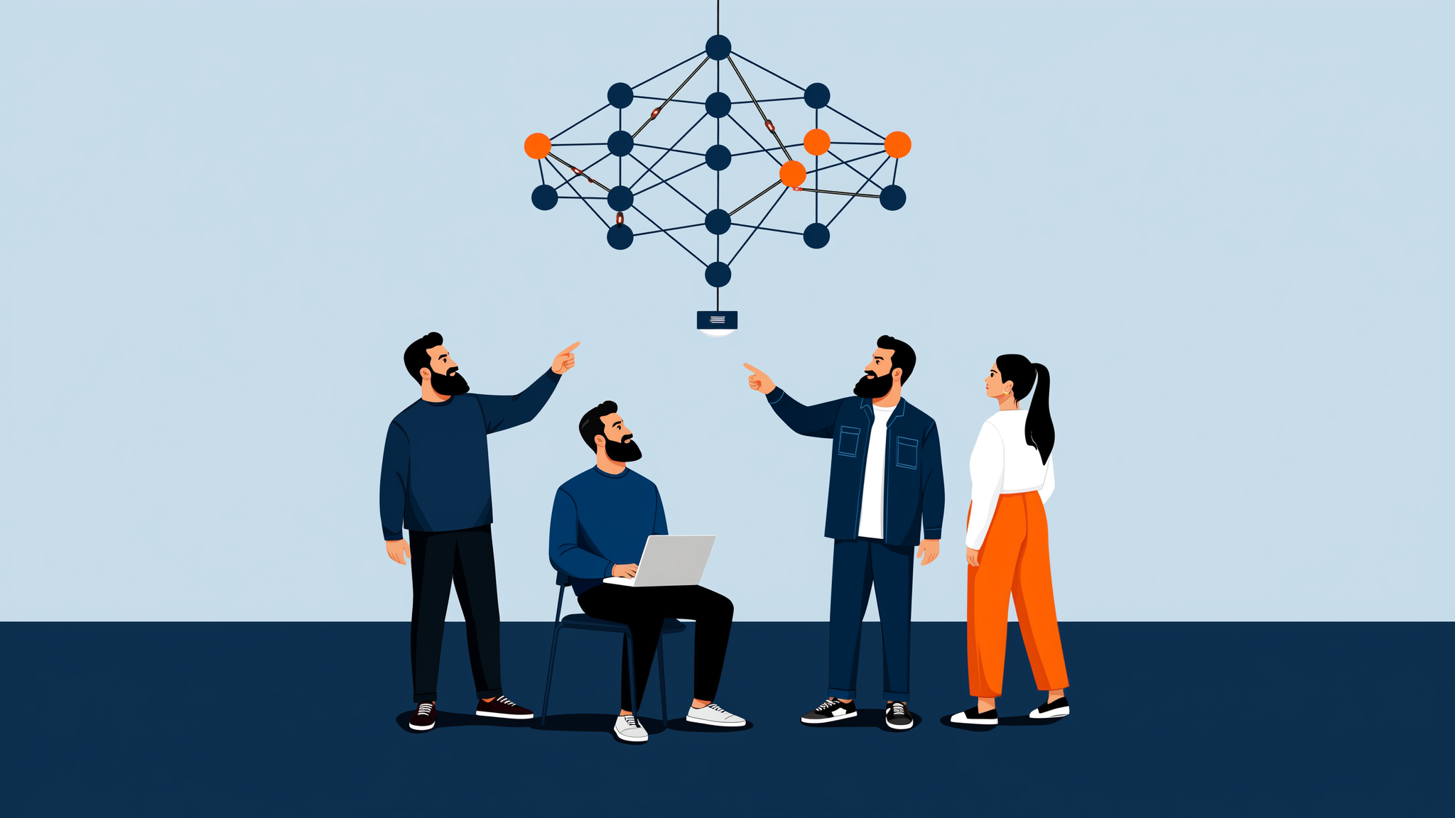 Abstract flat vector illustration of AI citation monitoring networks and global data intelligence for brand authority in 2026.