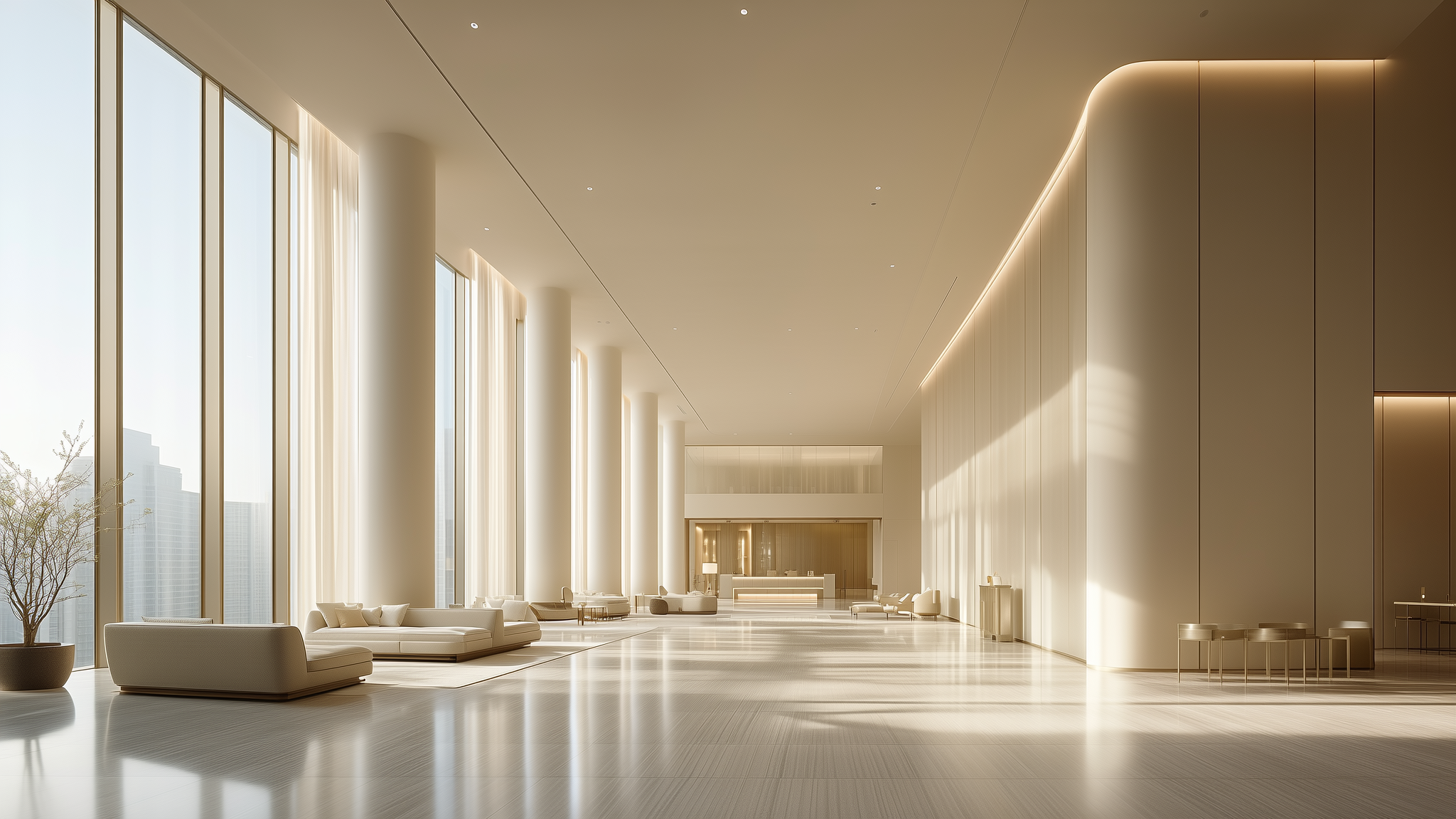 A luxury modern dermatology clinic interior in Seoul, representing lunnclinic's professional environment.