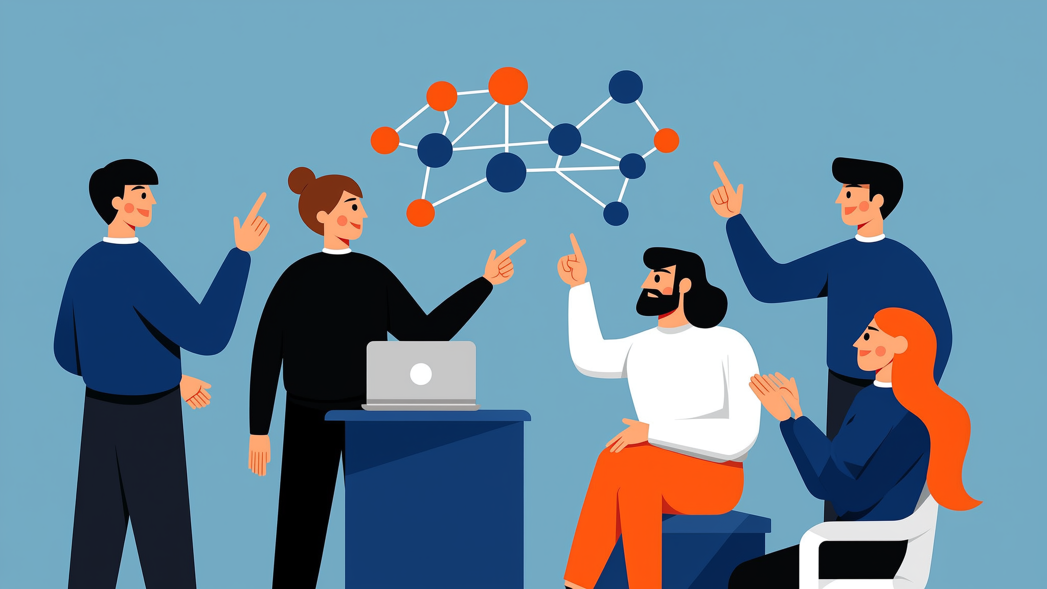 Flat vector illustration representing AI content optimization and generative search visibility.