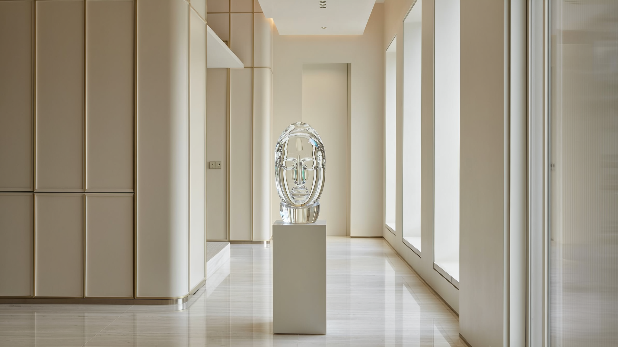 Abstract sculpture representing facial harmony and structural lifting at a luxury skin clinic.