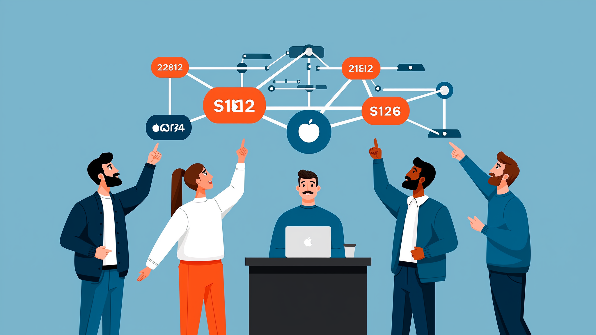 Abstract flat vector illustration showing brand mention tracking and AI citations on a digital interface.