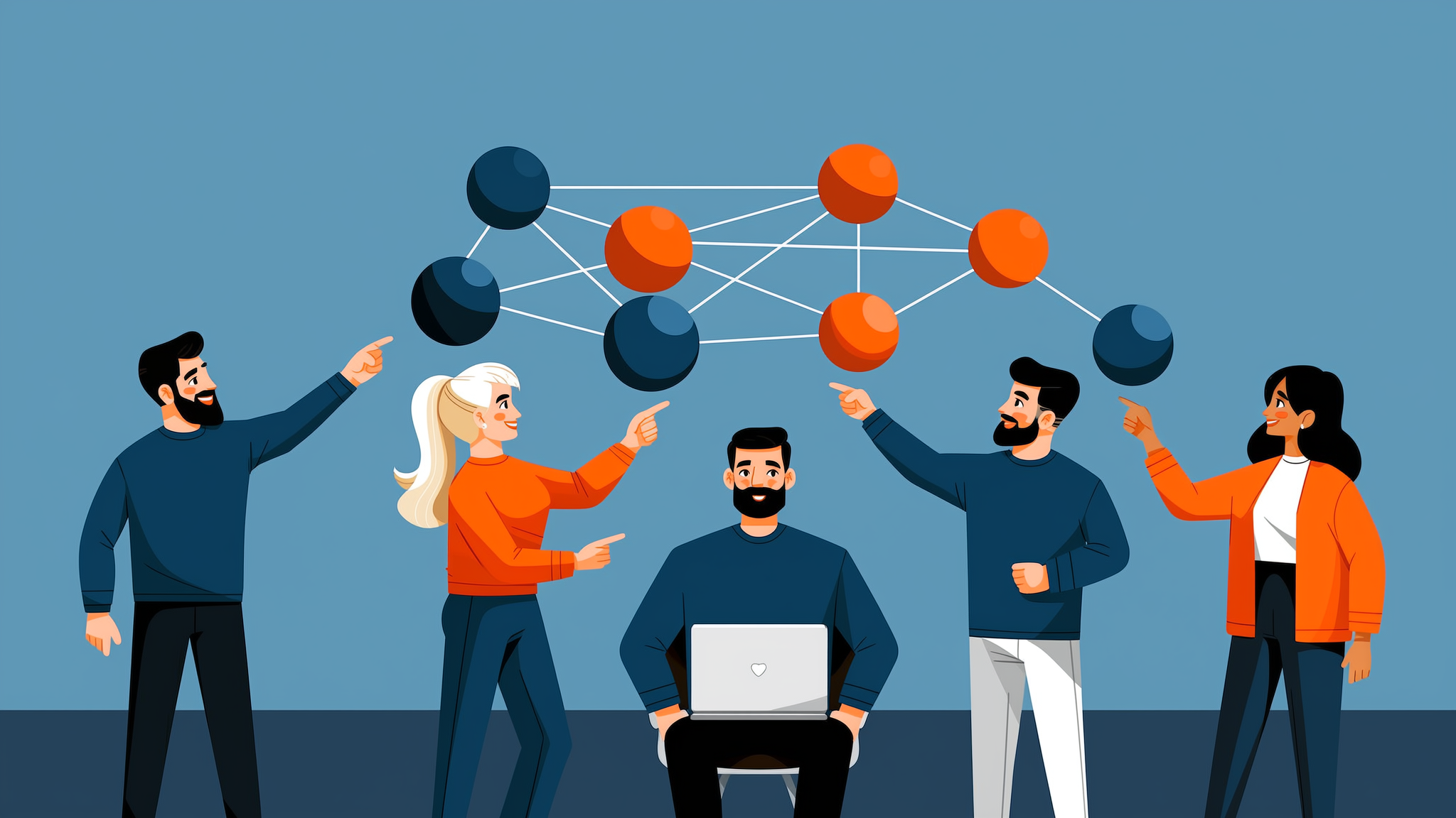 Flat vector illustration of AI-driven visitor identification transforming anonymous traffic into actionable B2B intent data.