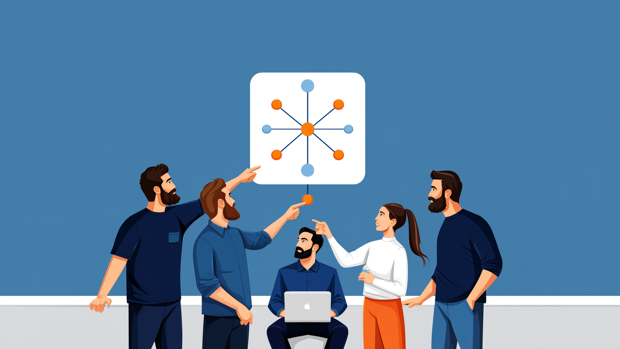 Flat vector illustration representing AI brand mention tracking and data analysis in a modern 2026 digital environment.
