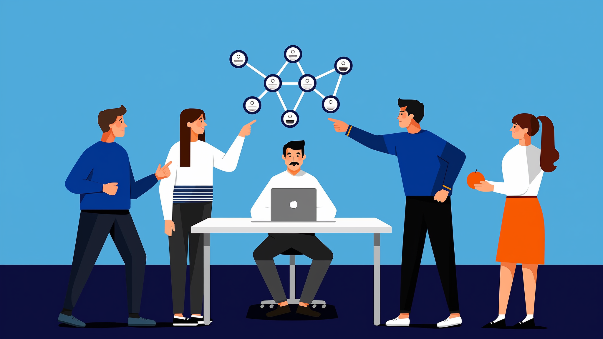 Abstract flat vector illustration representing brand visibility and Generative Engine Optimization in ChatGPT.