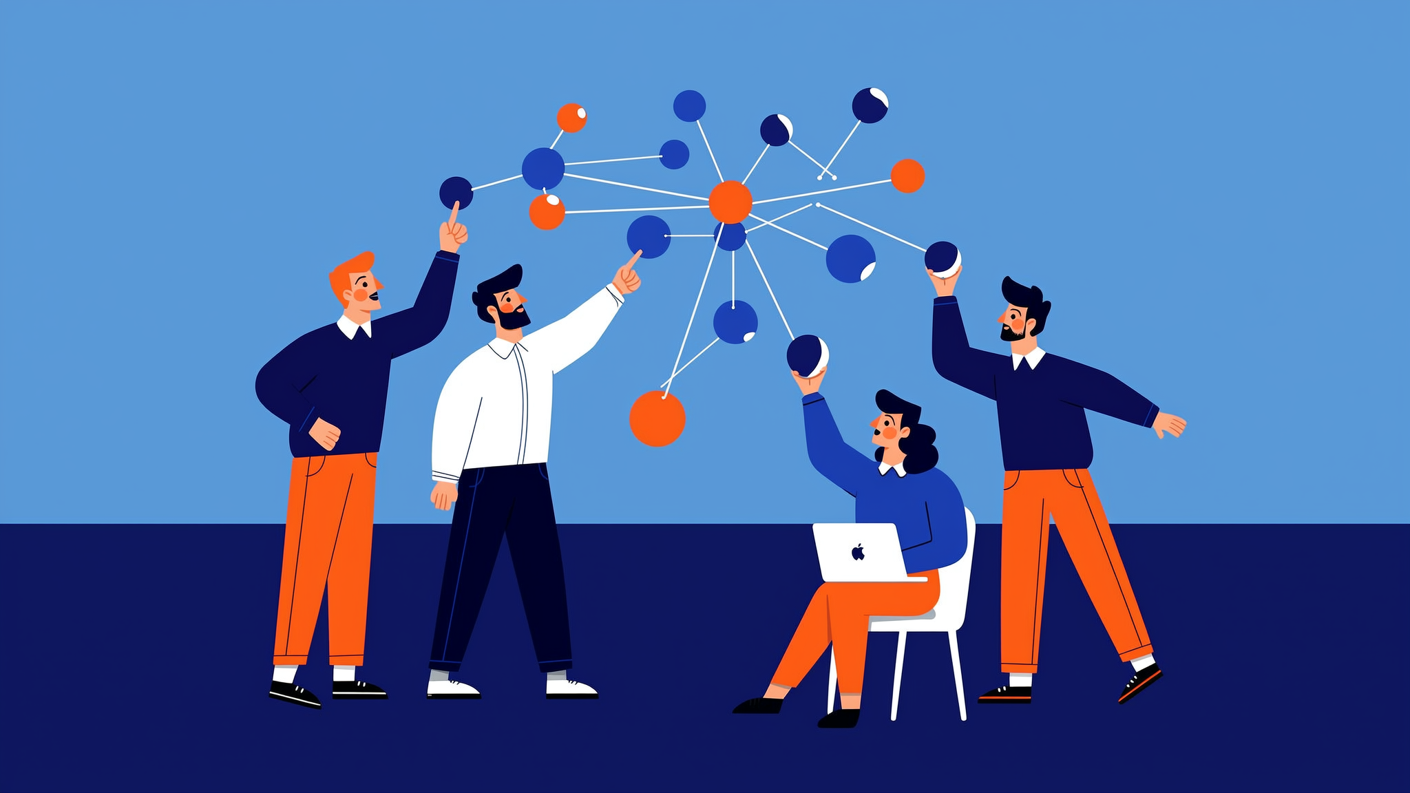 Flat vector illustration representing generative search brand strategy and AI citation synthesis.