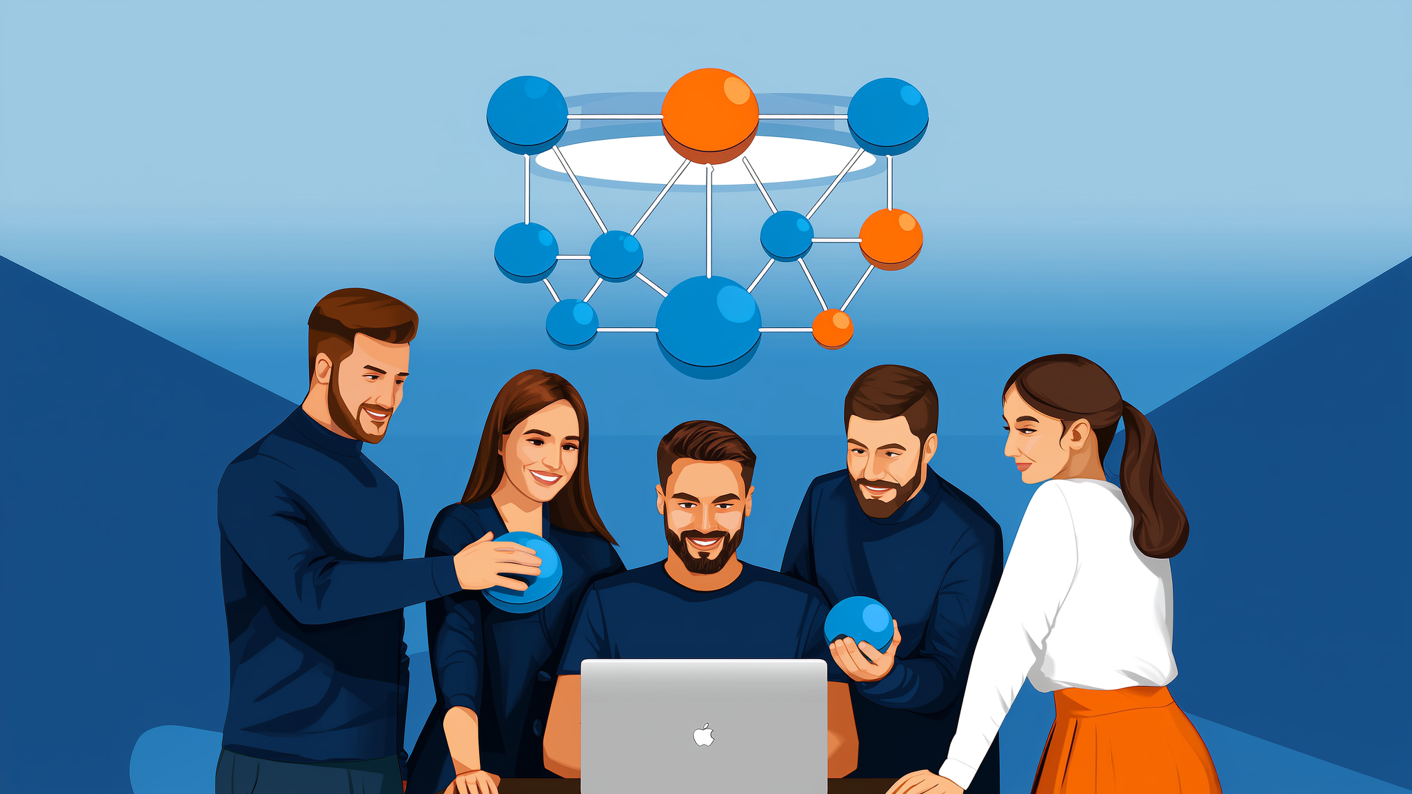 Abstract flat vector illustration of global AI search monitoring and digital brand visibility tracking.